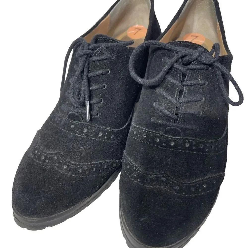 Ellen Tracy Active Women's Black Wedge Suede shoes 7 EUC